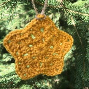 Crochet Christmas Star Ornament Set Granny Square Handmade